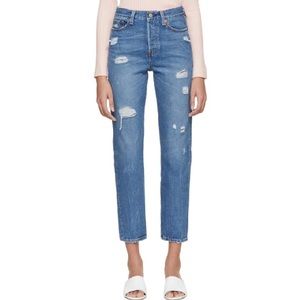 Levi’s Wedgie Icon Fit High Rise Straight Distressed Jeans
